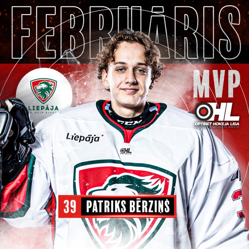 HK “Liepāja” vārtsargs Bērziņš nosaukts par Latvijas virslīgas mēneša MVP